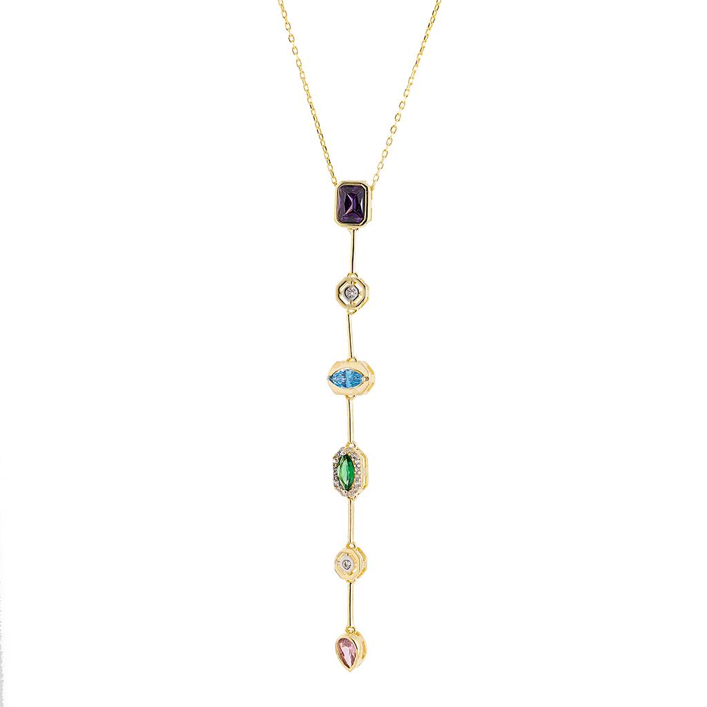Renkli Taşlı Y Kolye