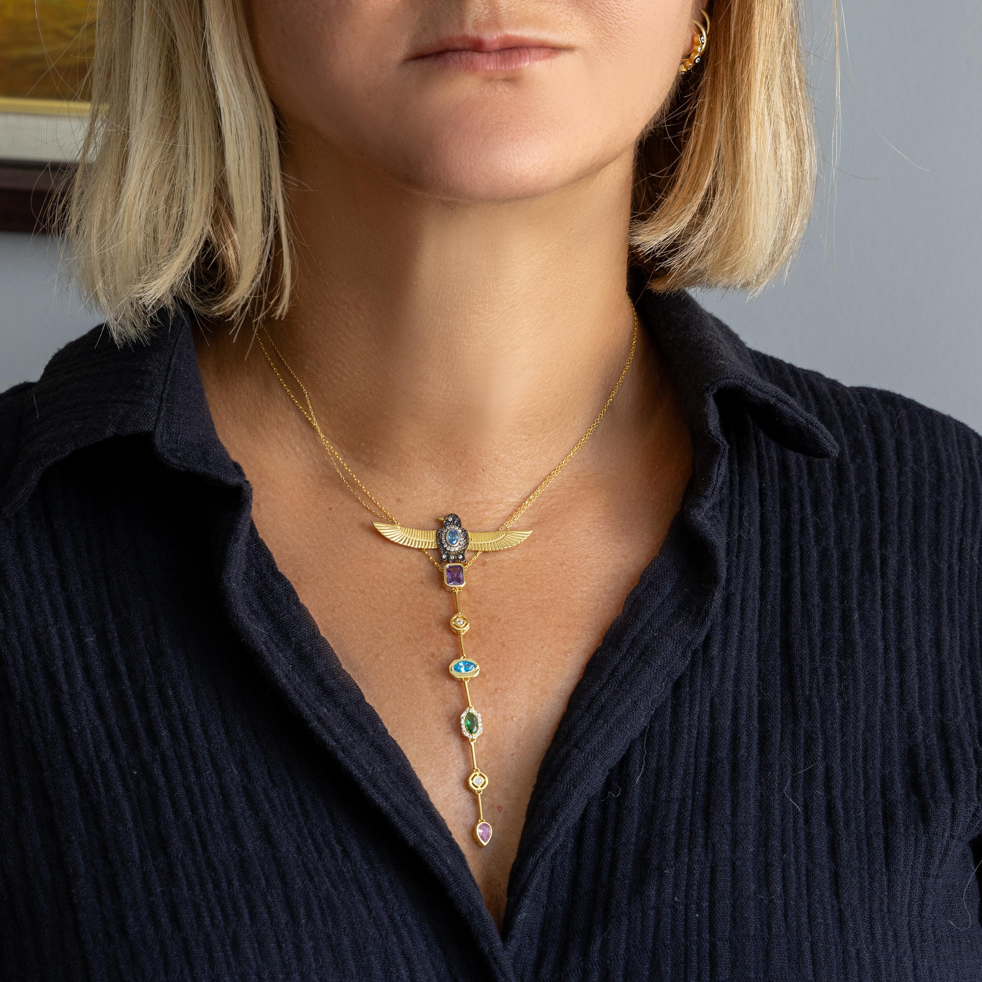 Renkli Taşlı Y Kolye