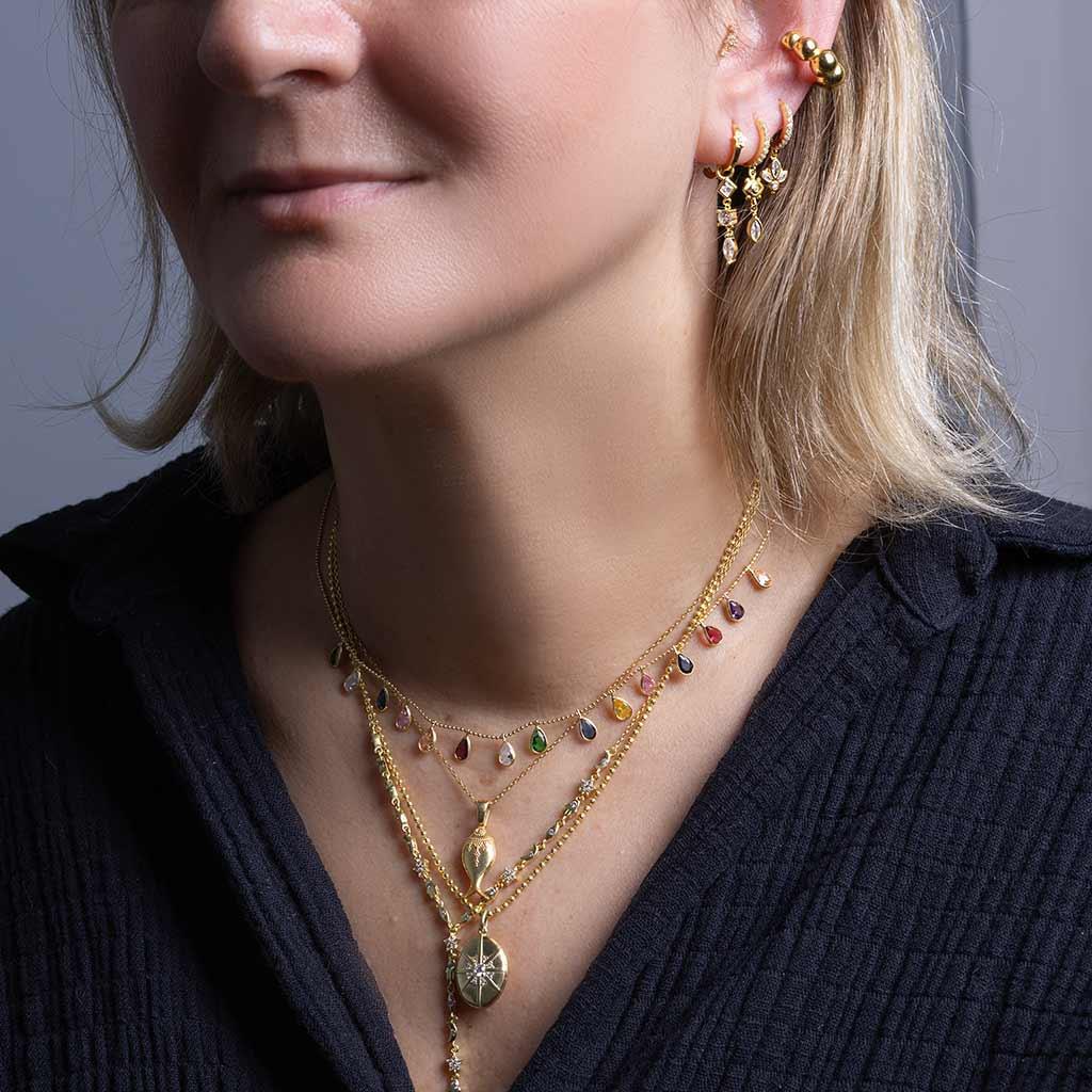 Sıralı Toplu Cuff Küpe Gold