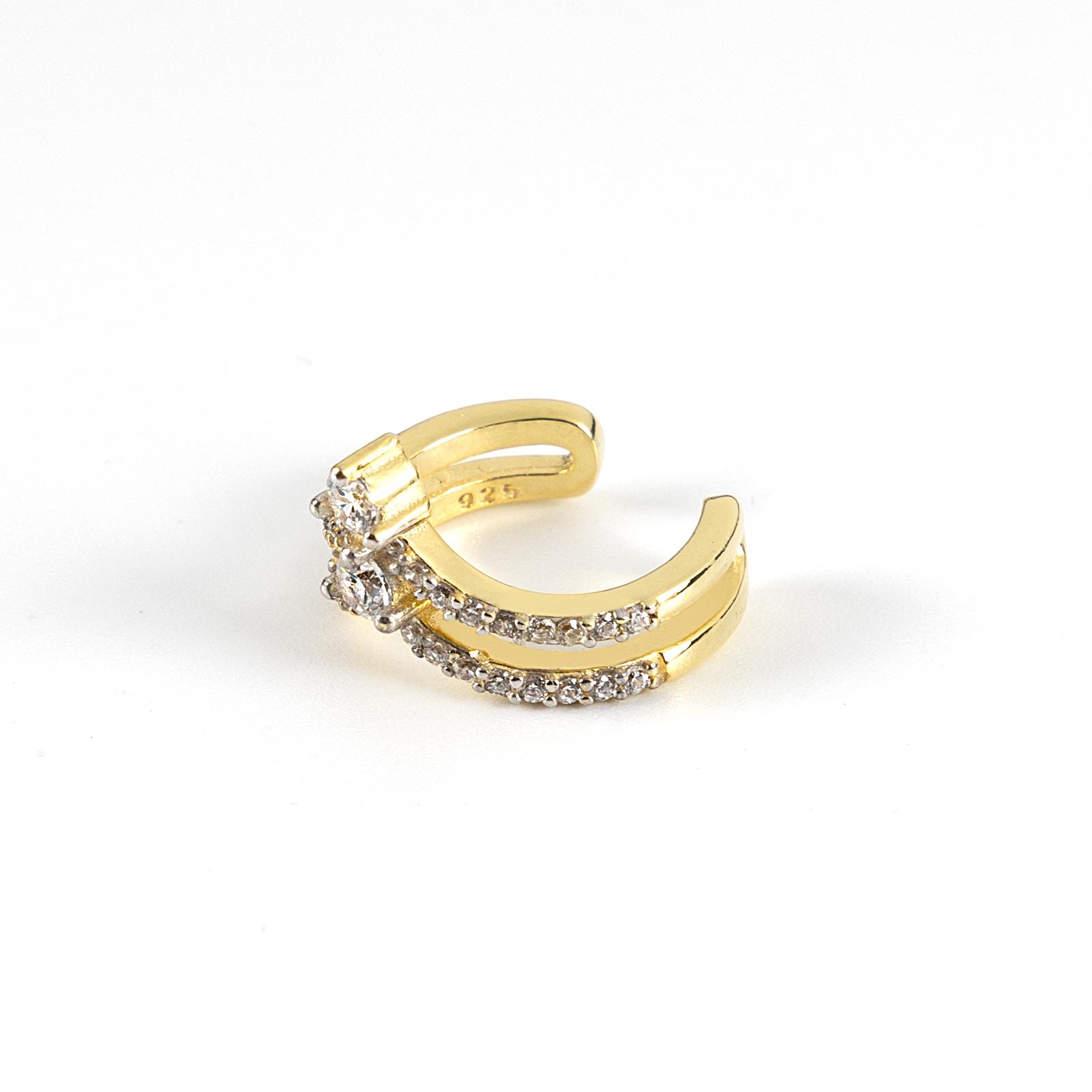 Taşlı Mini Cuff Küpe Gold