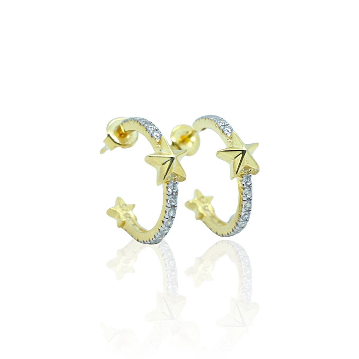 Taşlı Yıldız Halka Küpe