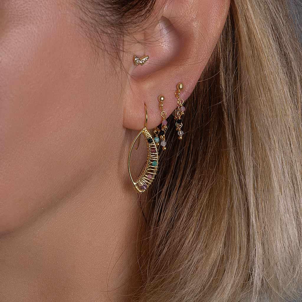 Turmalin Taşlı Kafesli Küpe