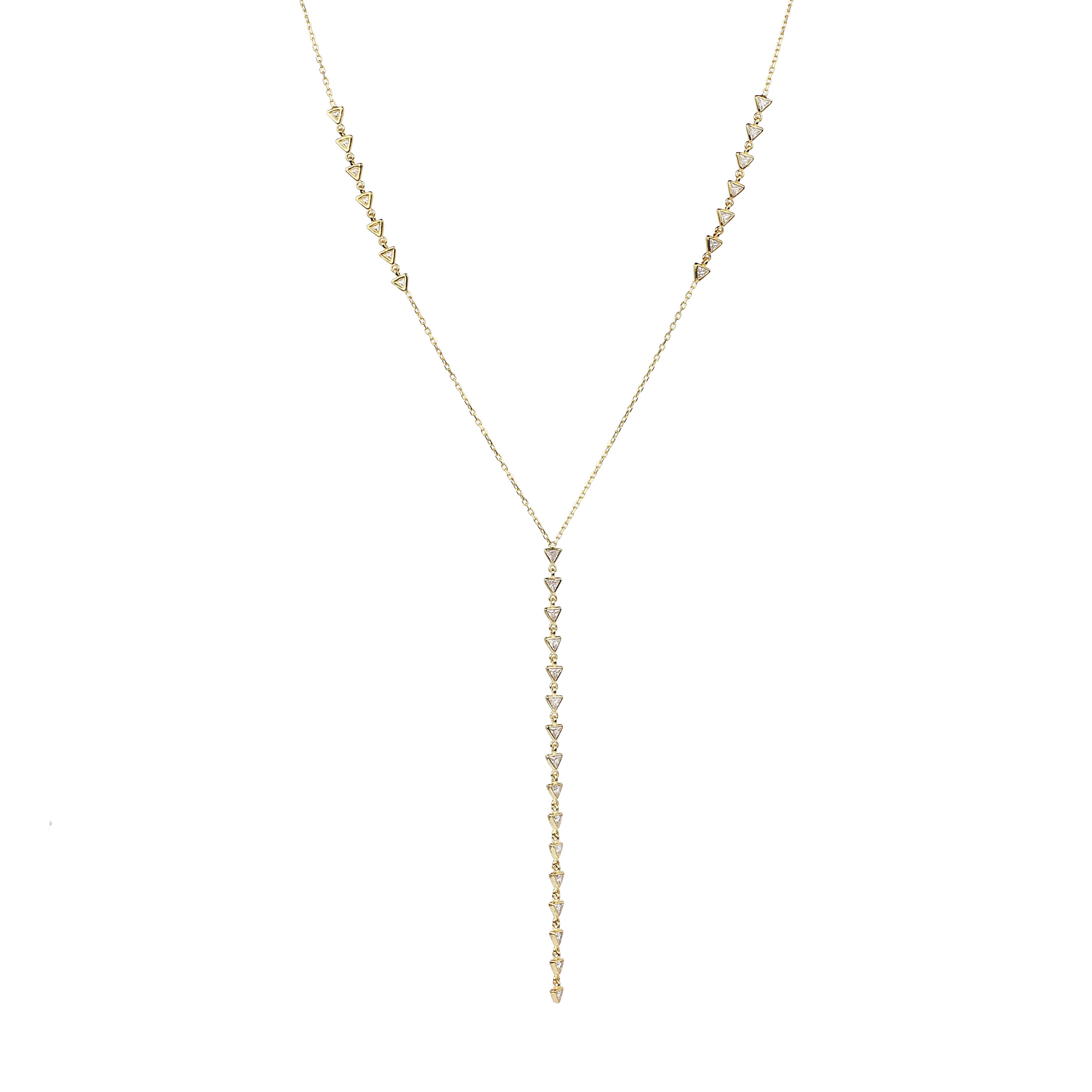 Üçgen Taşlı Y Kolye