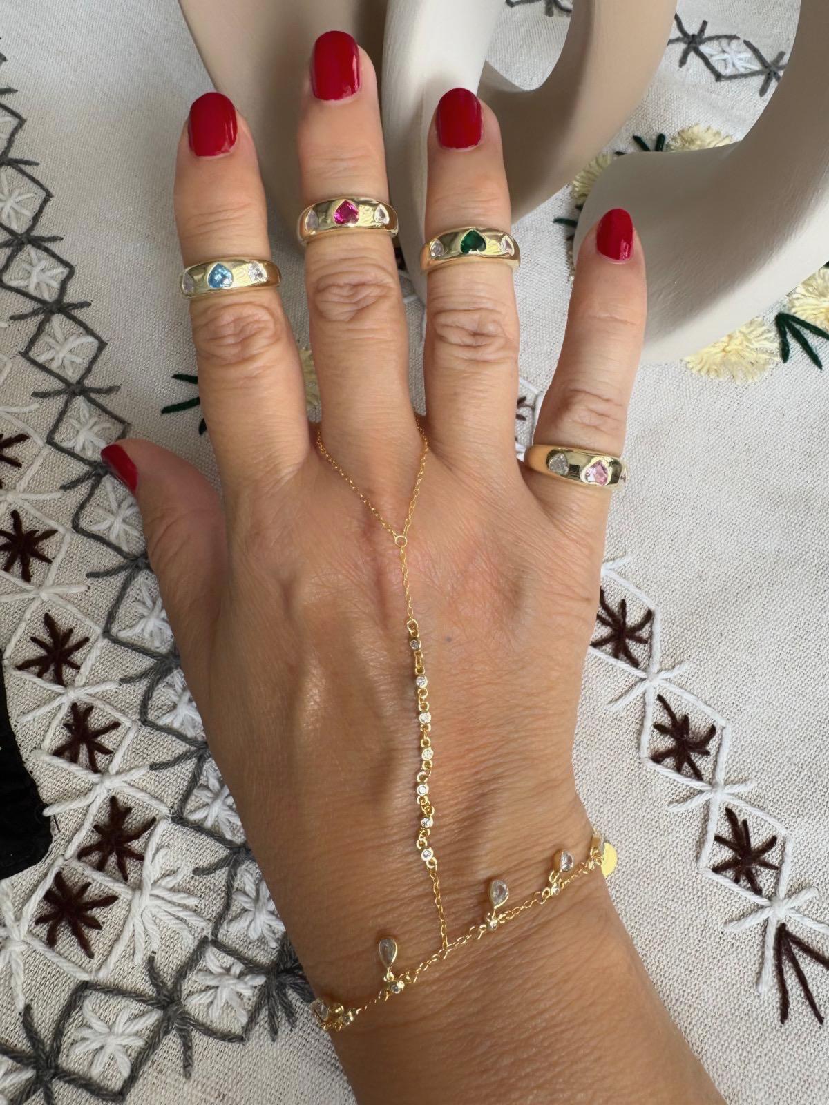 Yeşil Kalp Taşlı Yüzük