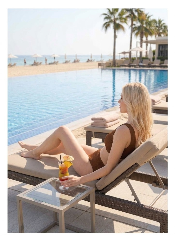 Arias Closet Şık Tasarım Burgulu Hızlı Kuruyan Kahverengi Yüksek Bel Bikini Takımı