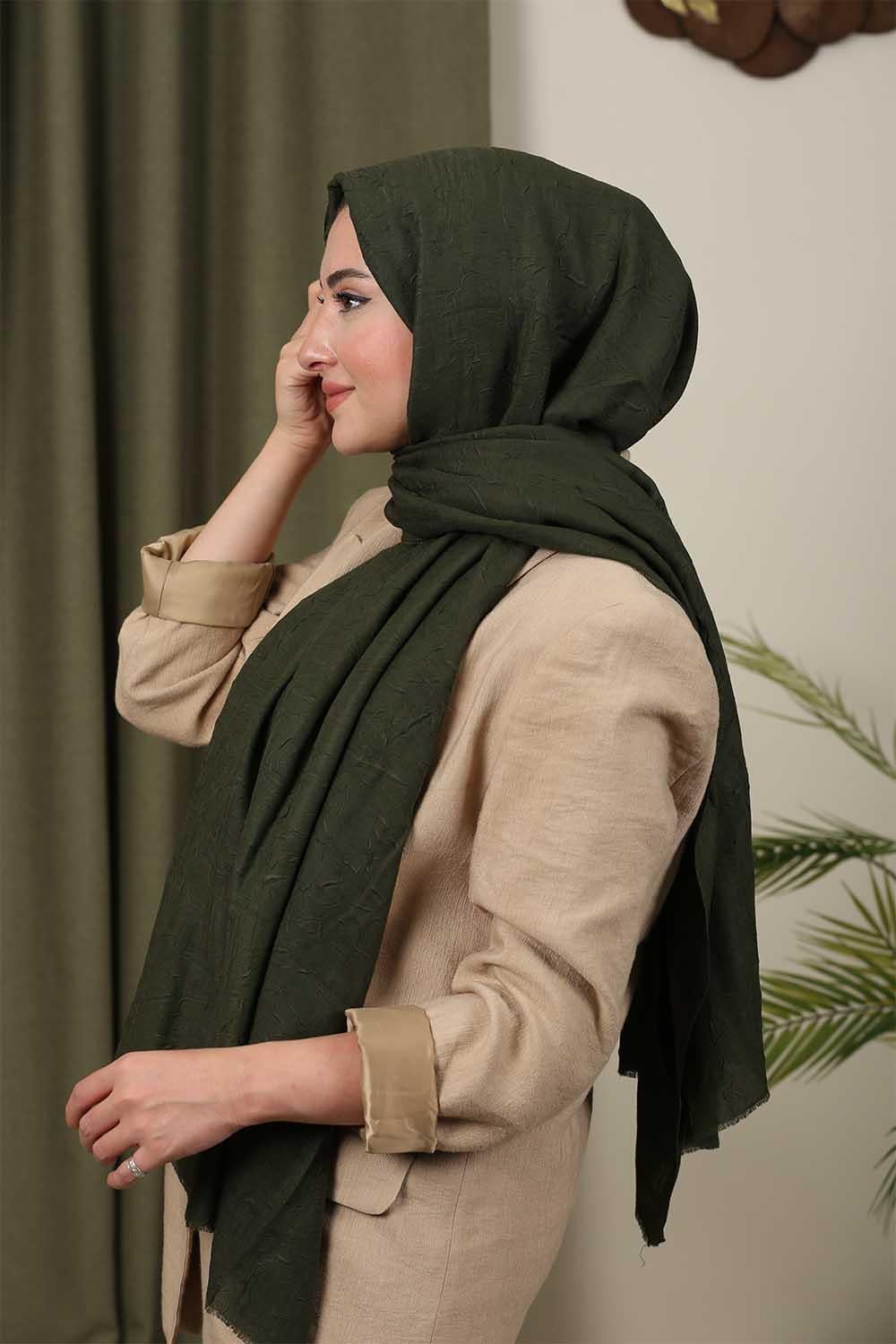 Bambu Kraş Şal Asker Yeşili