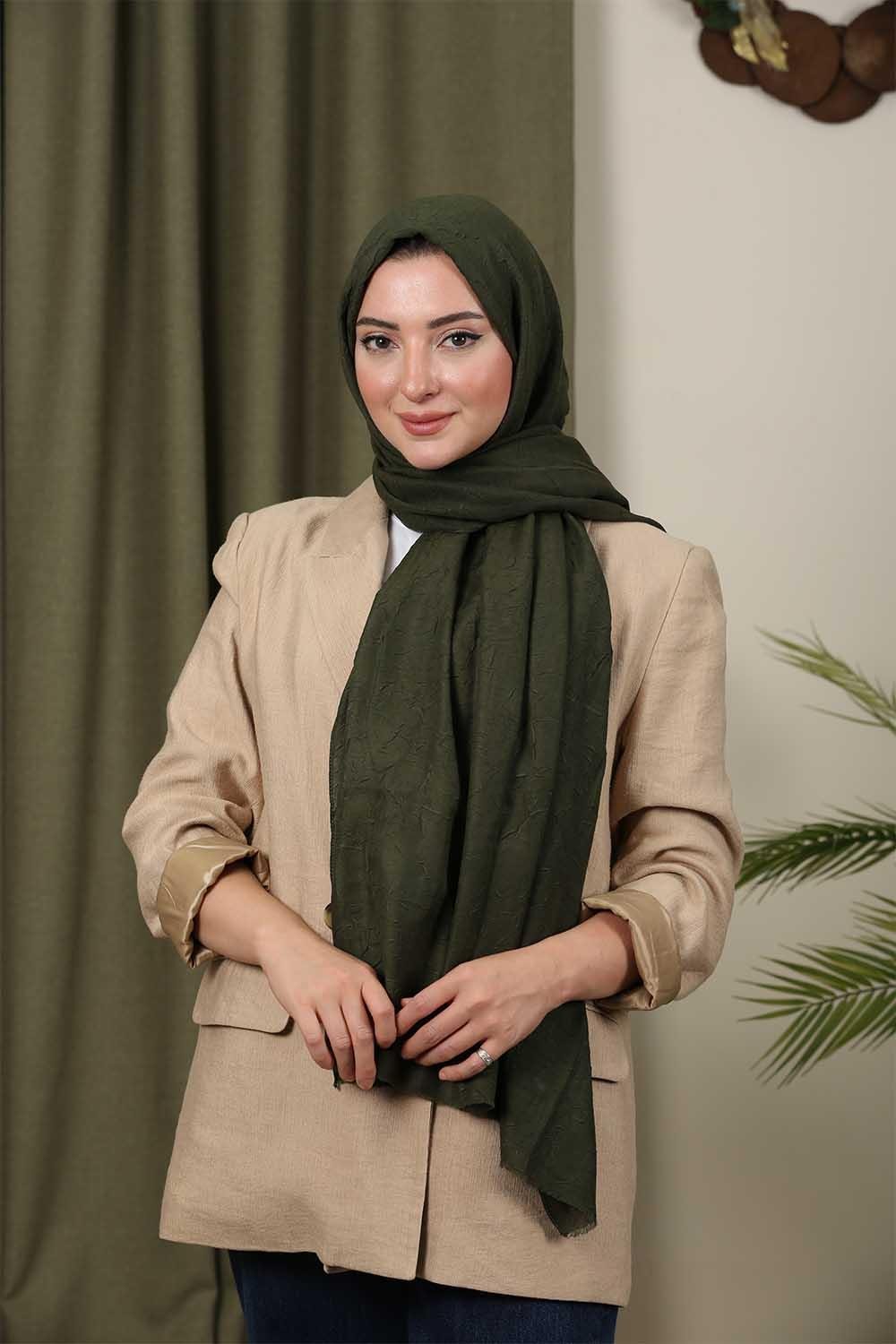 Bambu Kraş Şal Asker Yeşili