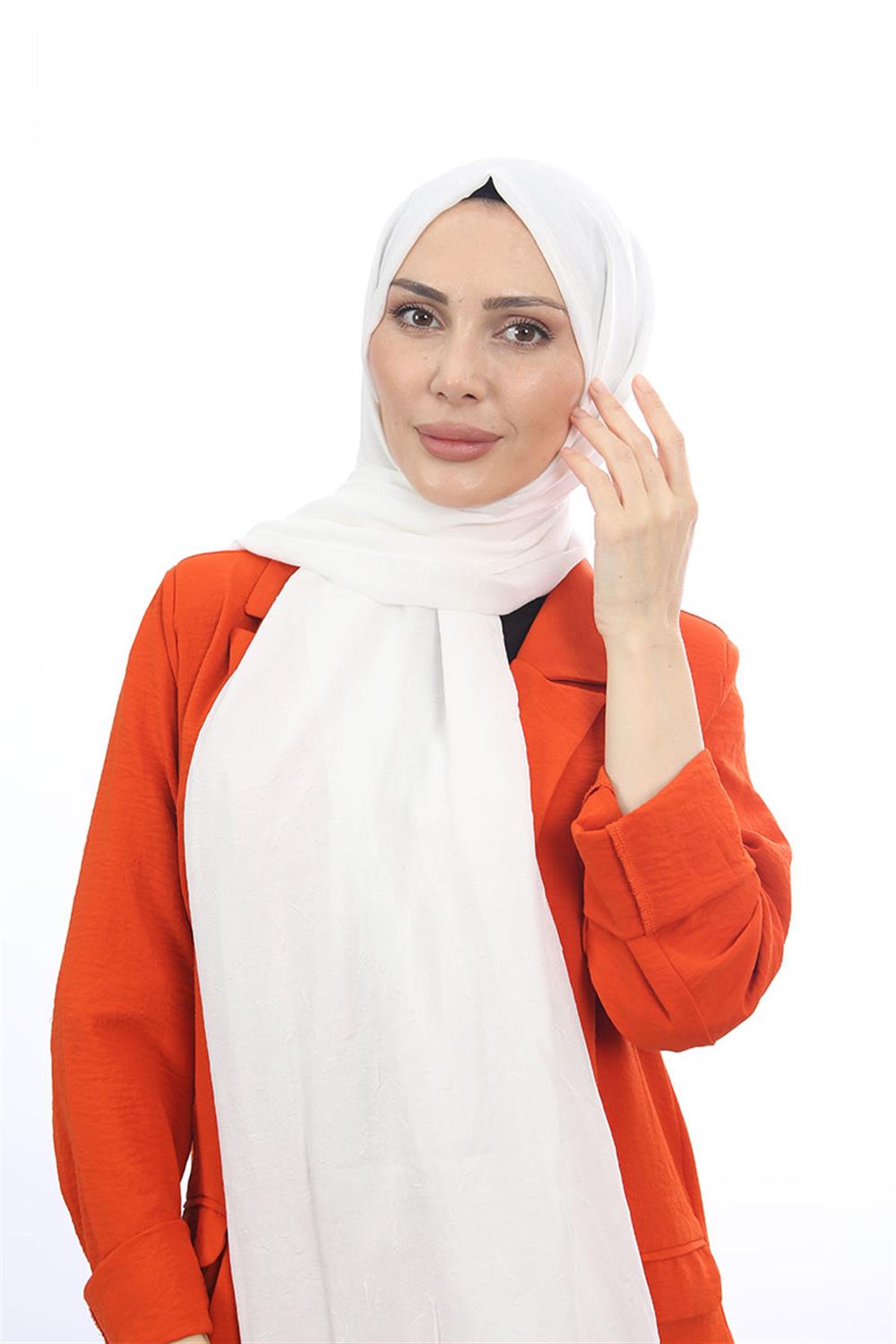 Bambu Kraş Şal Beyaz