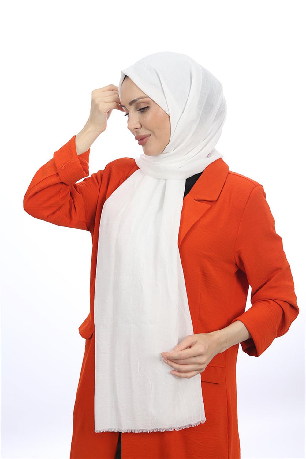 Bambu Kraş Şal Beyaz