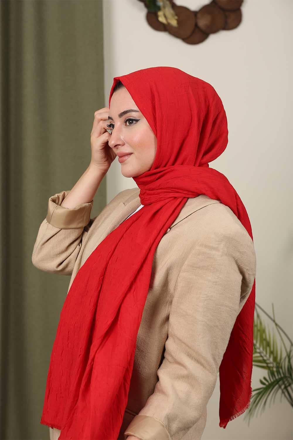 Bambu Kraş Şal Kırmızı