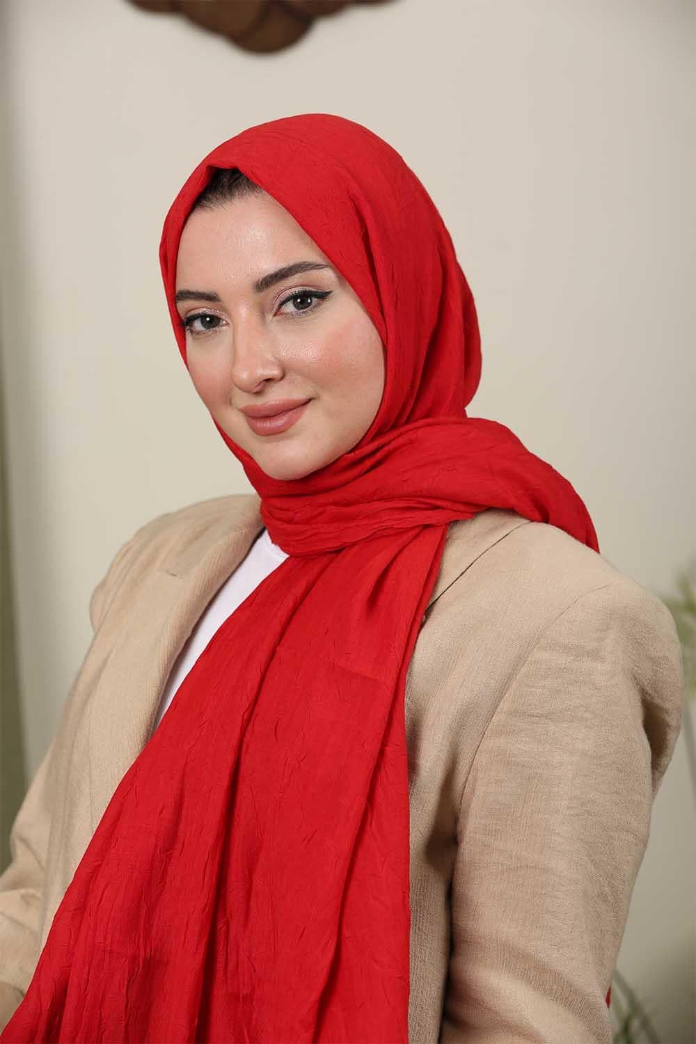 Bambu Kraş Şal Kırmızı