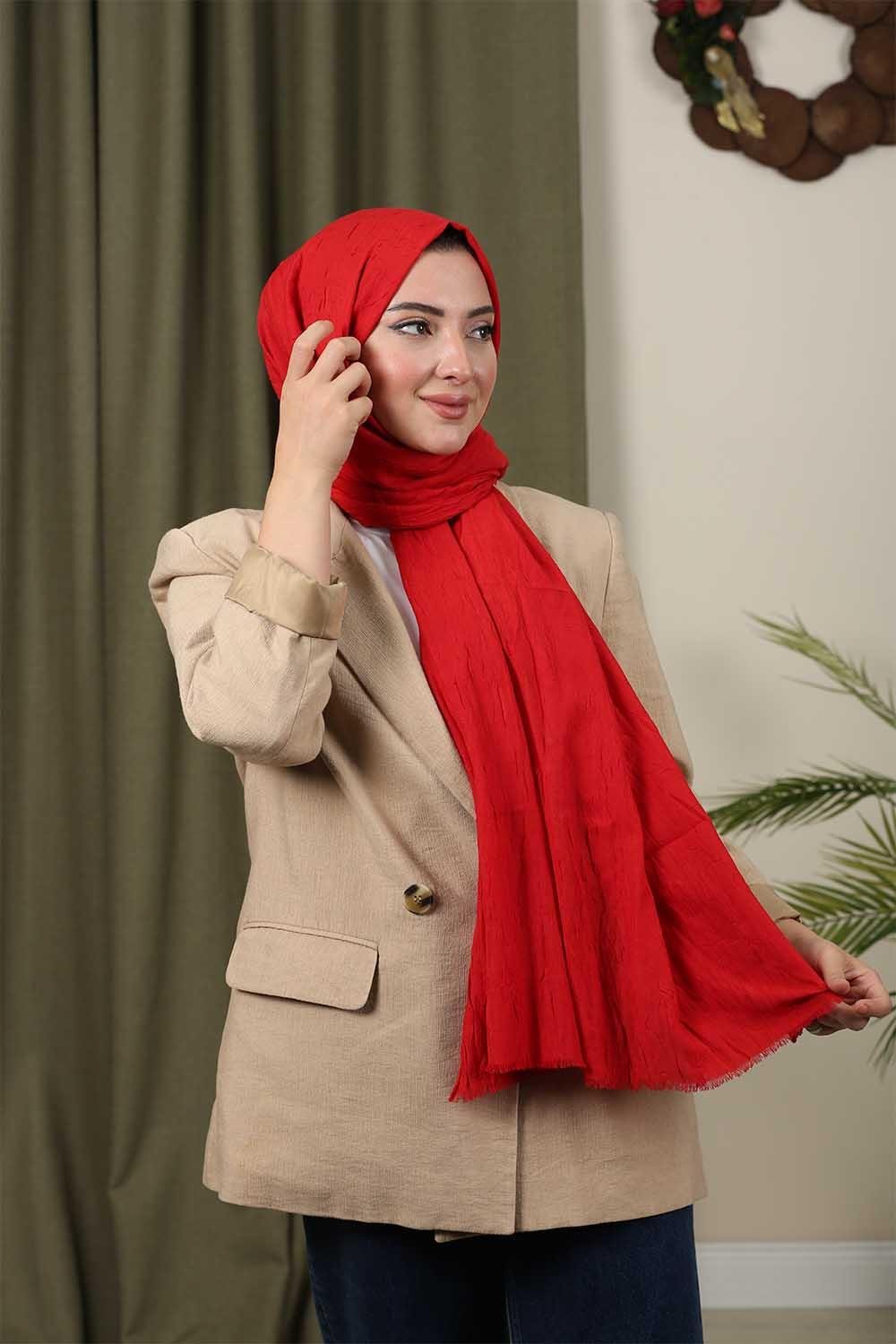 Bambu Kraş Şal Kırmızı
