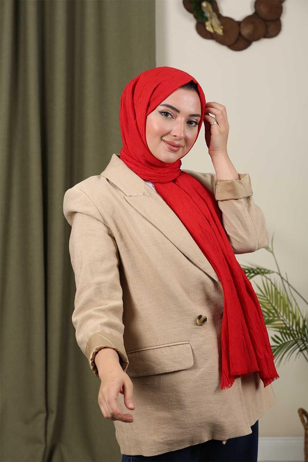 Bambu Kraş Şal Kırmızı