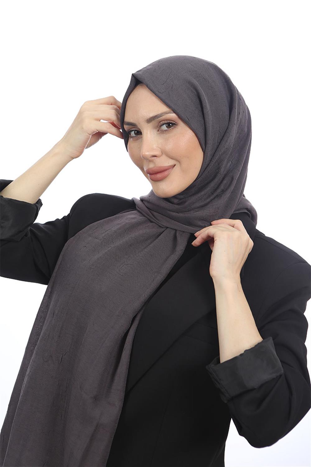 Bambu Kraş Şal Koyu Gri