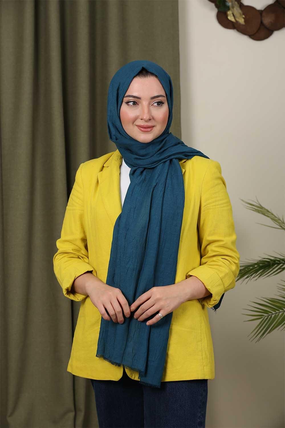 Bambu Kraş Şal Petrol Mavisi