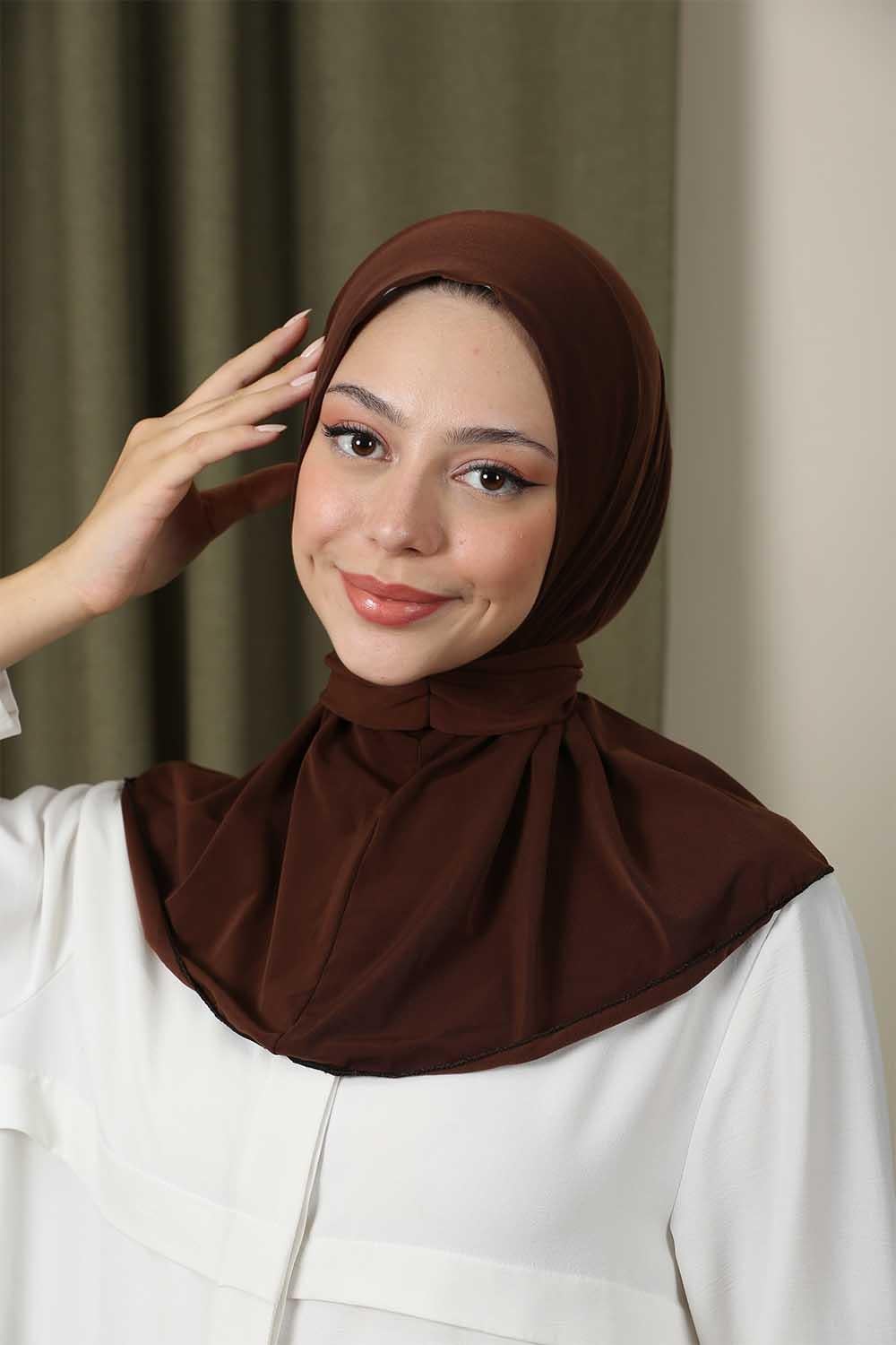 Çıtçıtlı Hijab Bone Acı Kahve