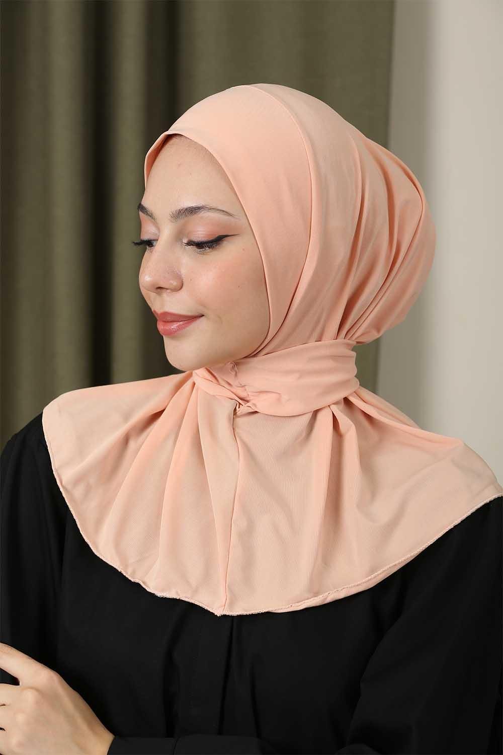 Çıtçıtlı Hijab Bone Açık Pembe