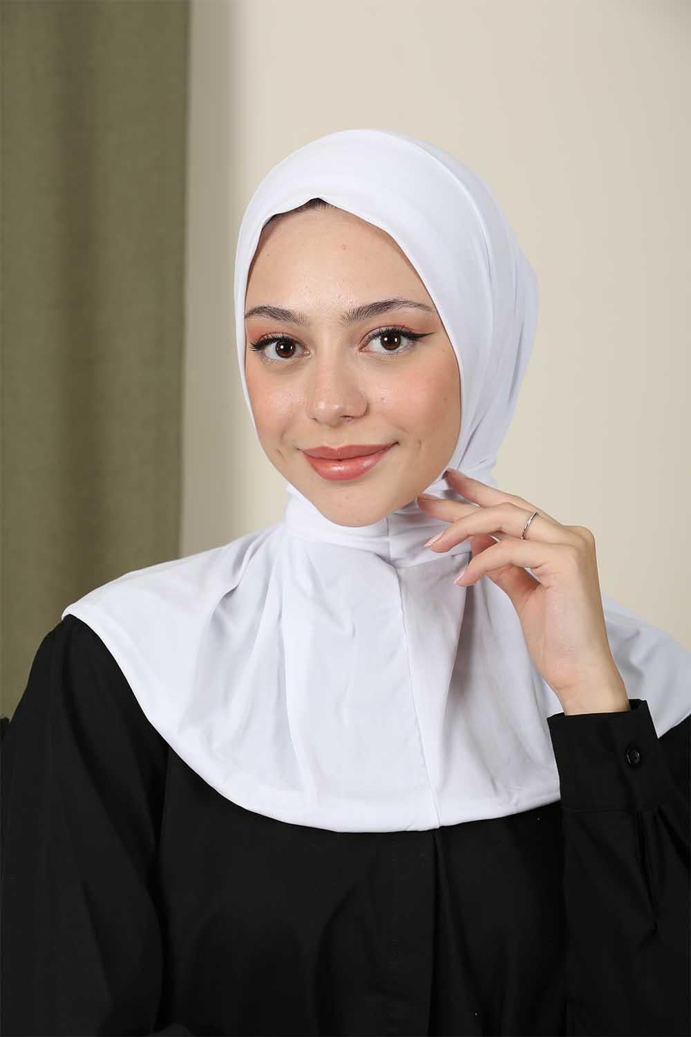 Çıtçıtlı Hijab Bone Beyaz