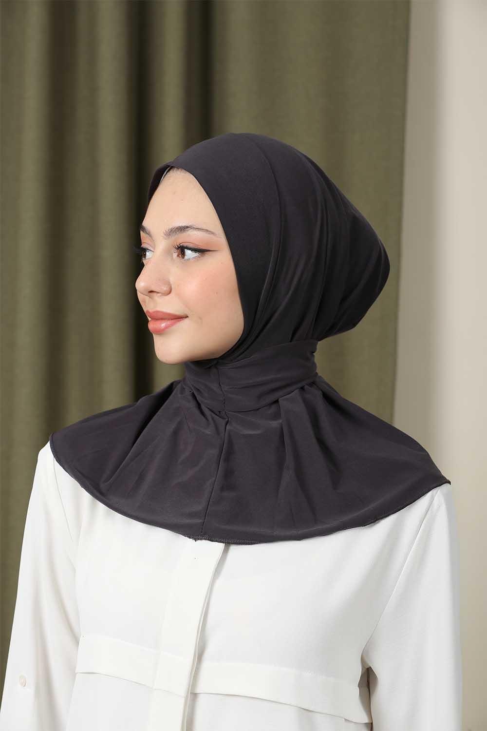 Çıtçıtlı Hijab Bone Füme