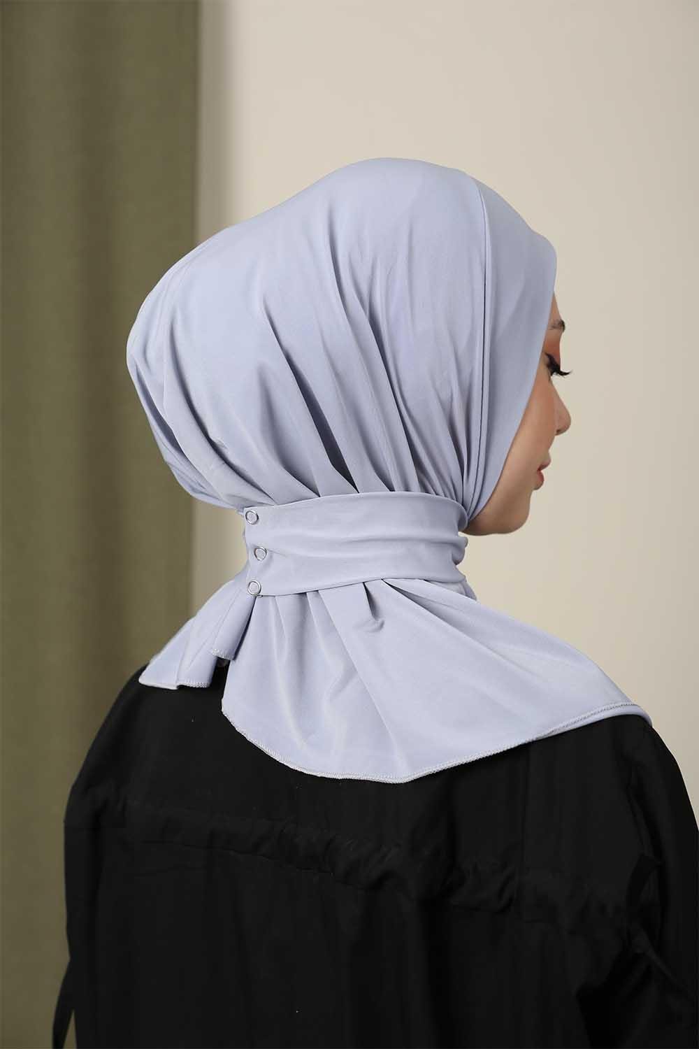 Çıtçıtlı Hijab Bone Gümüş