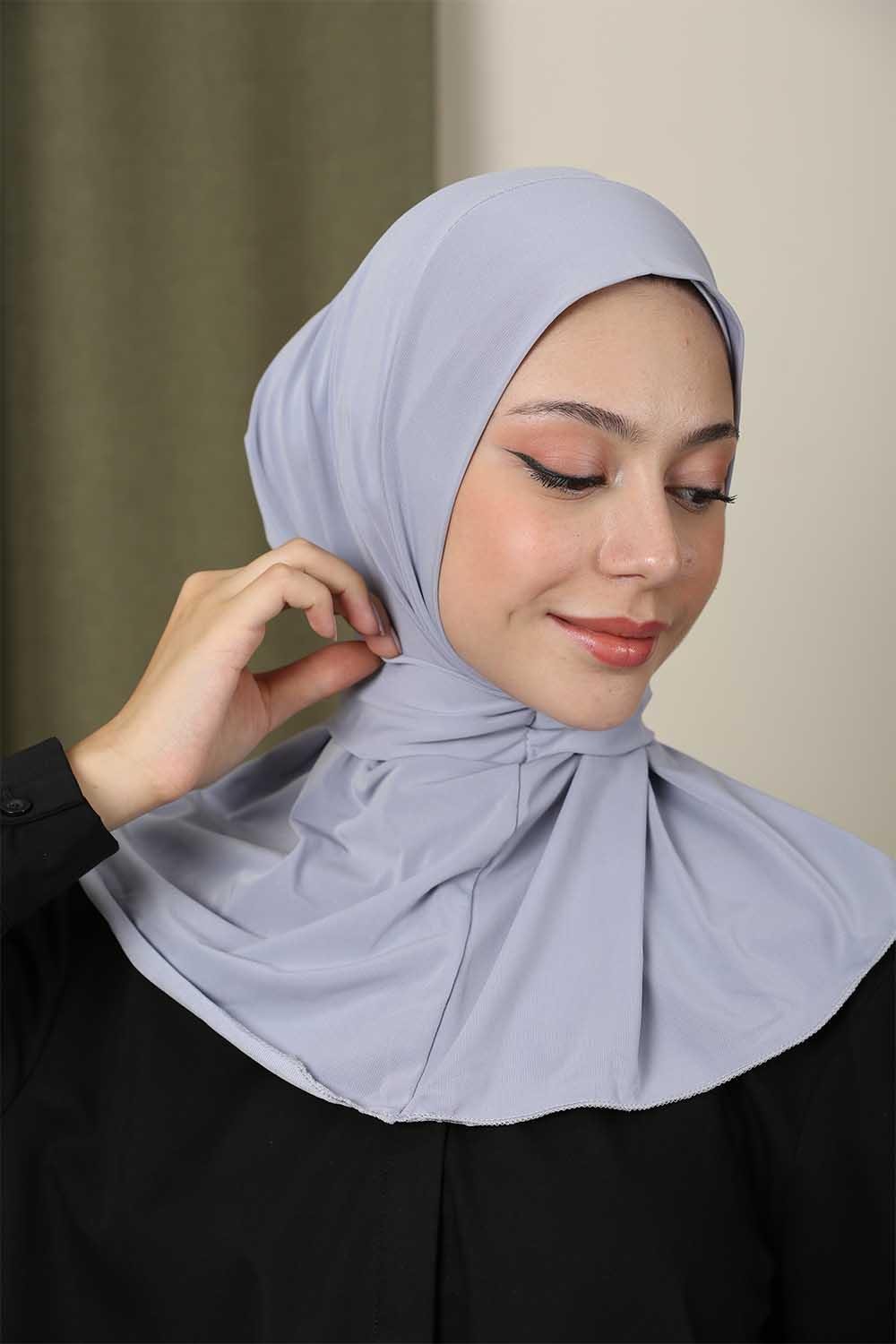 Çıtçıtlı Hijab Bone Gümüş