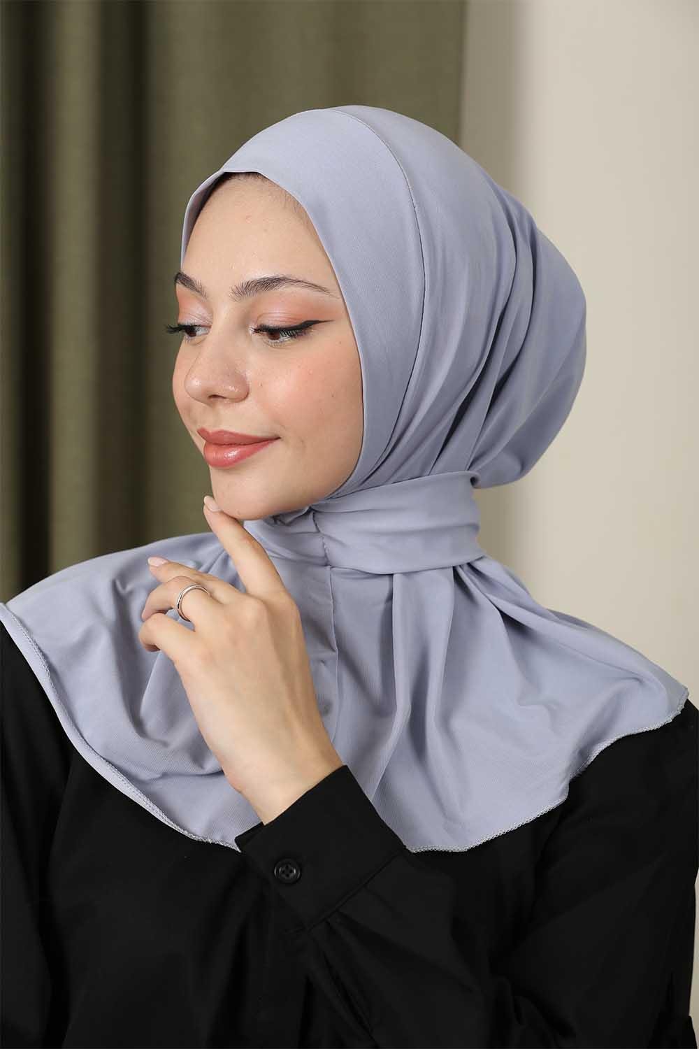 Çıtçıtlı Hijab Bone Gümüş
