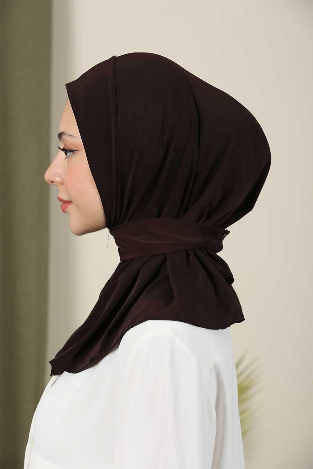 Çıtçıtlı Hijab Bone Kahve