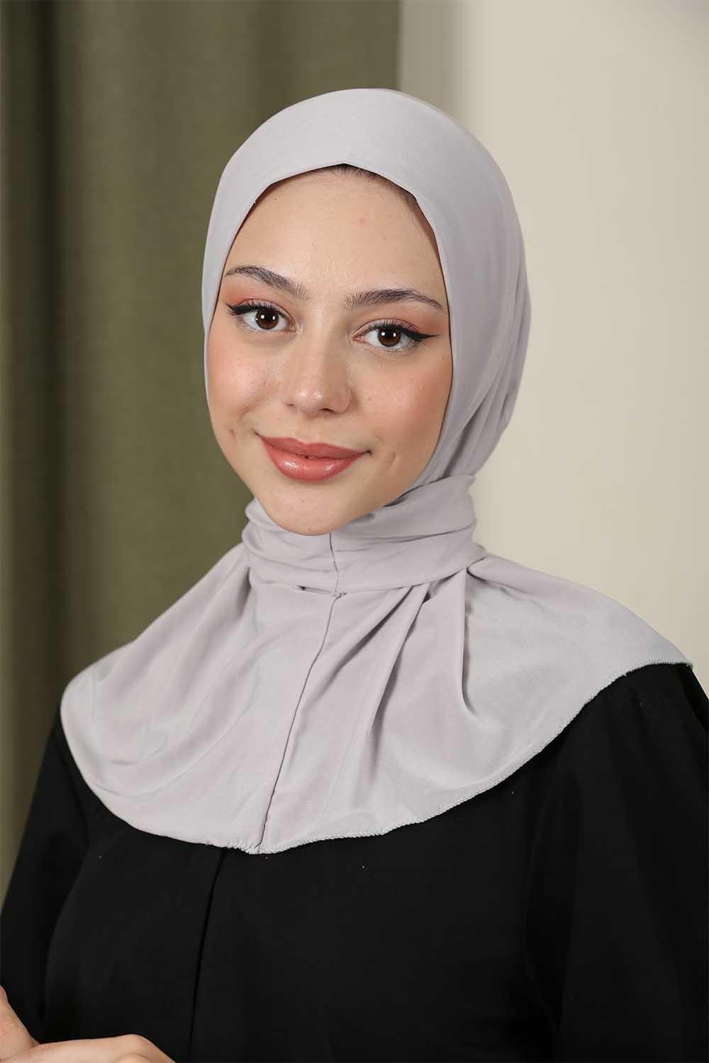 Çıtçıtlı Hijab Bone Kurşun