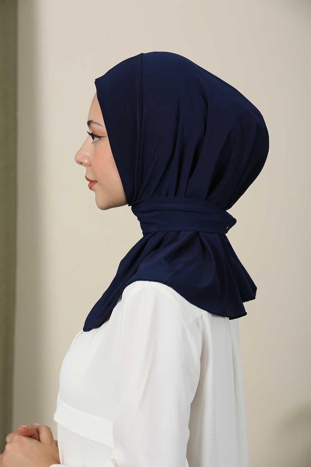 Çıtçıtlı Hijab Bone Lacivert