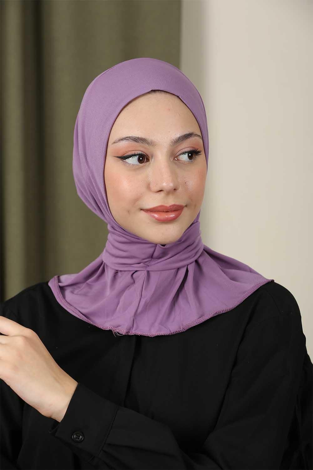 Çıtçıtlı Hijab Bone Mürdüm