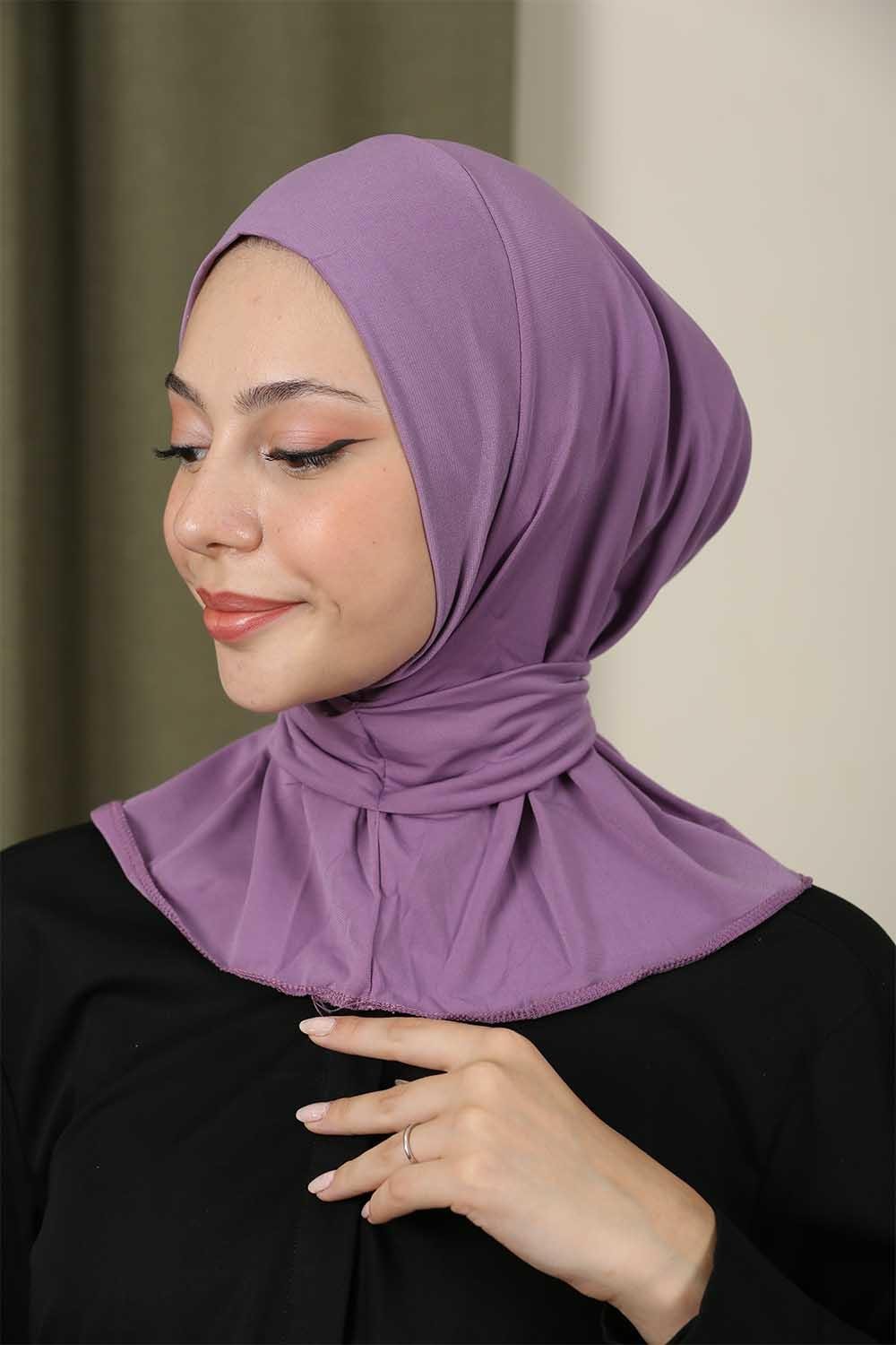 Çıtçıtlı Hijab Bone Mürdüm
