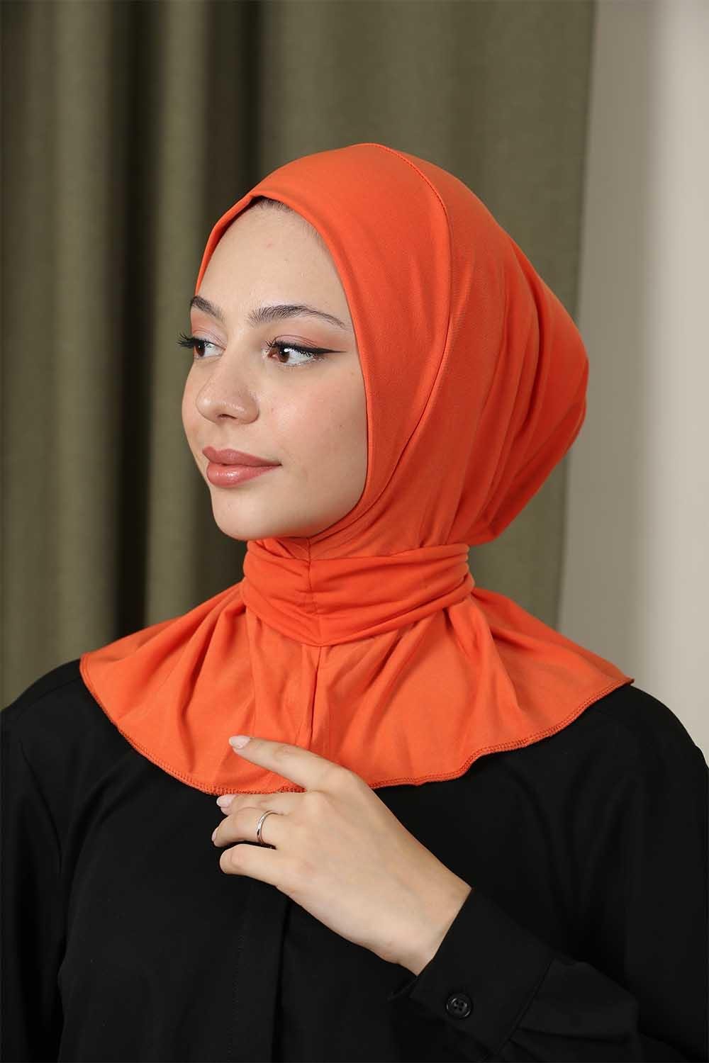 Çıtçıtlı Hijab Bone Orange