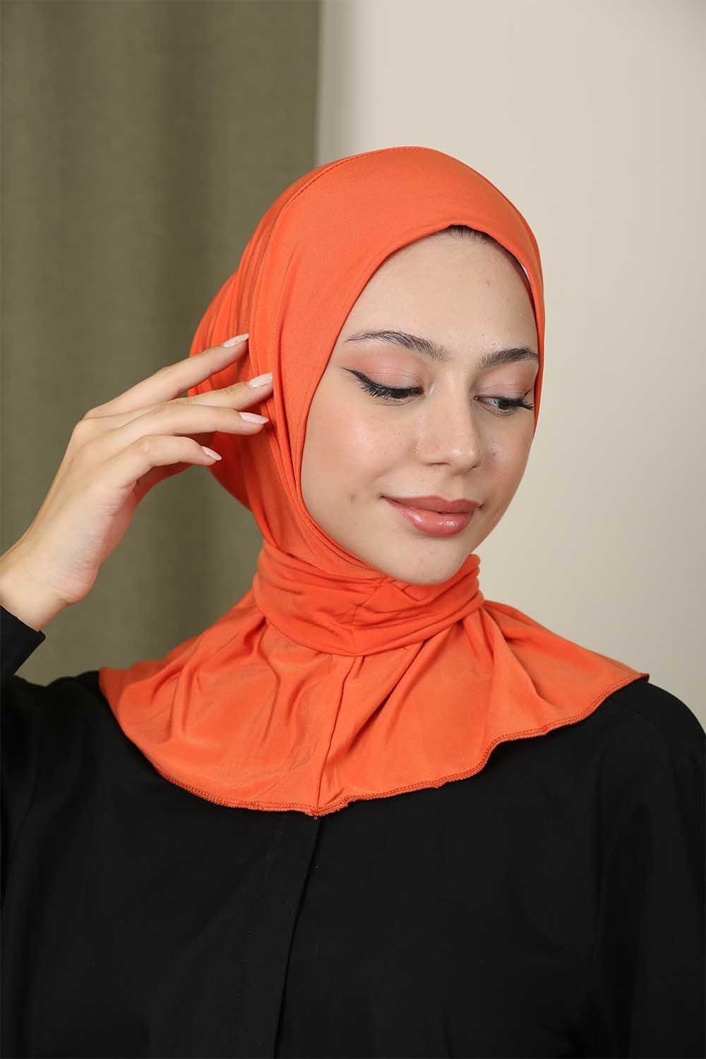Çıtçıtlı Hijab Bone Orange