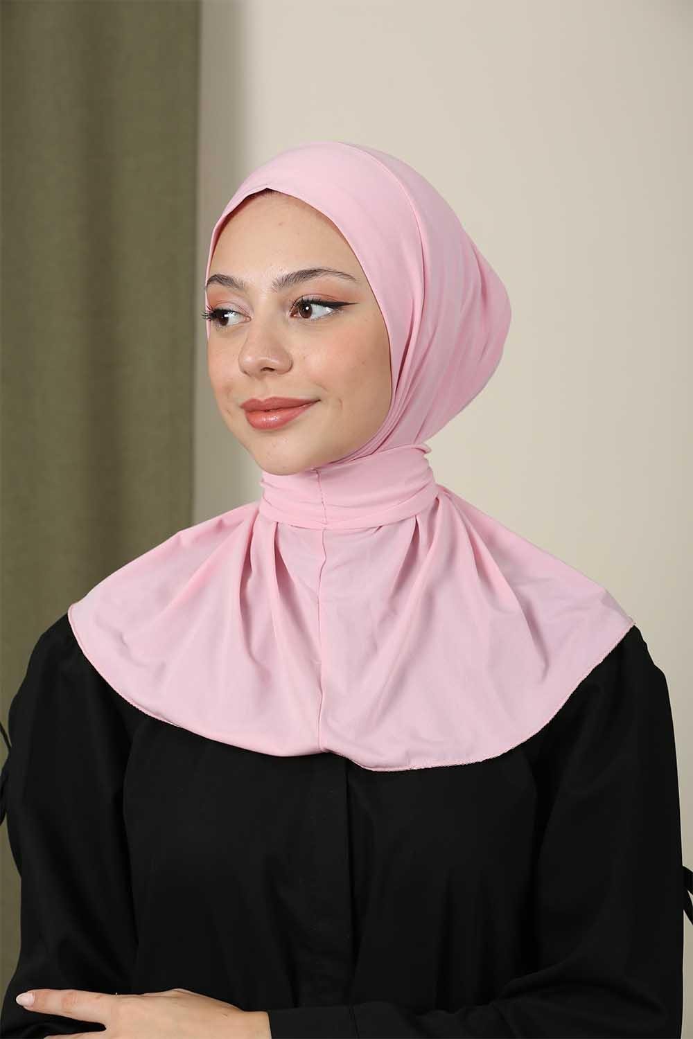 Çıtçıtlı Hijab Bone Pembe