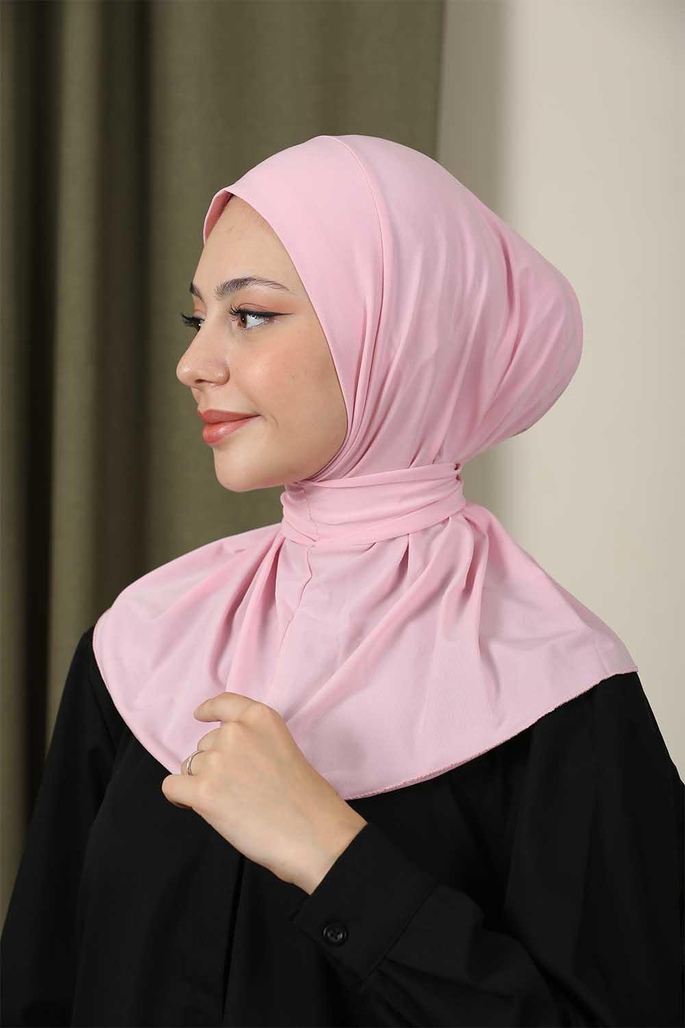 Çıtçıtlı Hijab Bone Pembe