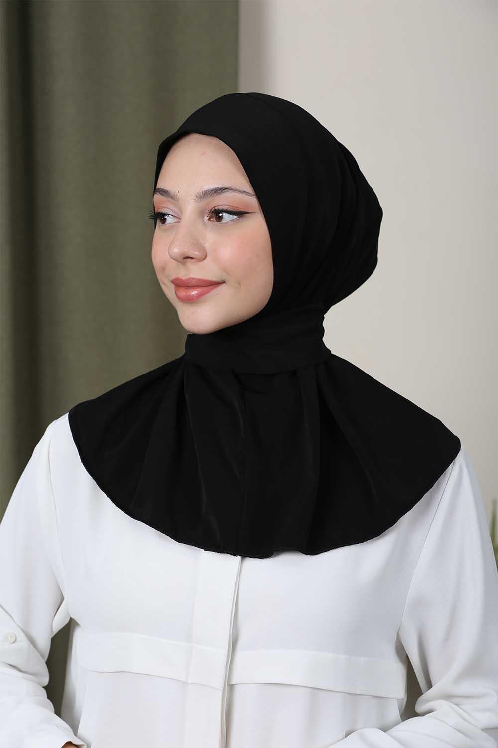 Çıtçıtlı Hijab Bone Siyah