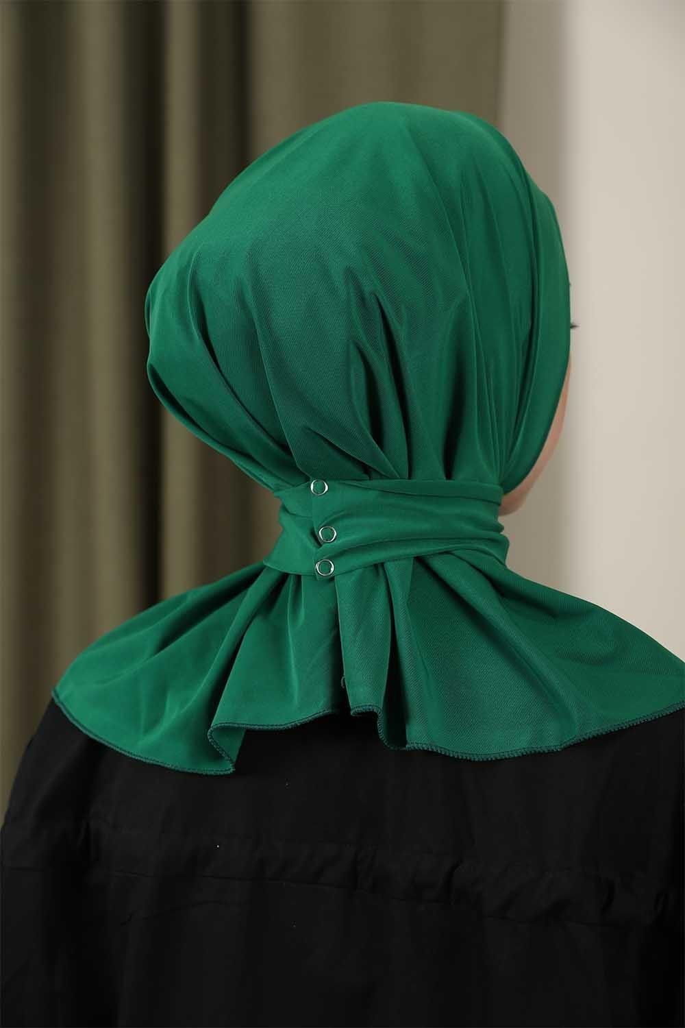 Çıtçıtlı Hijab Bone Zümrüt