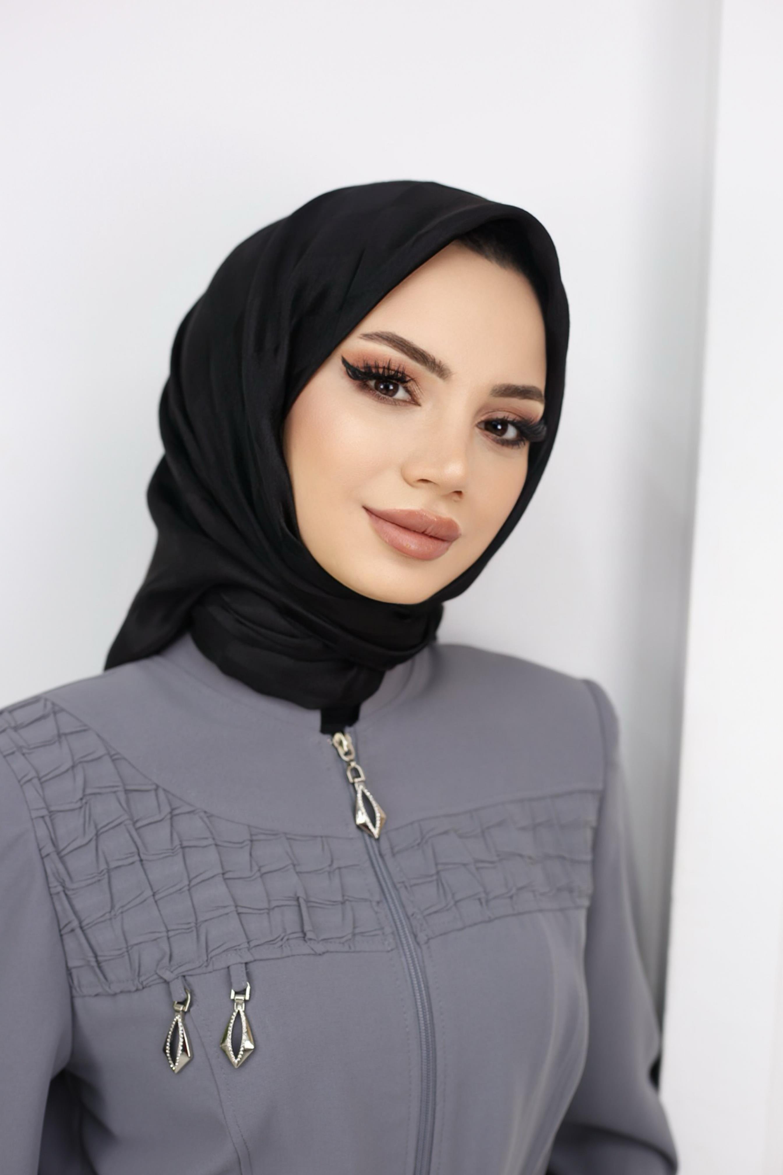 dama desen eşarp siyah