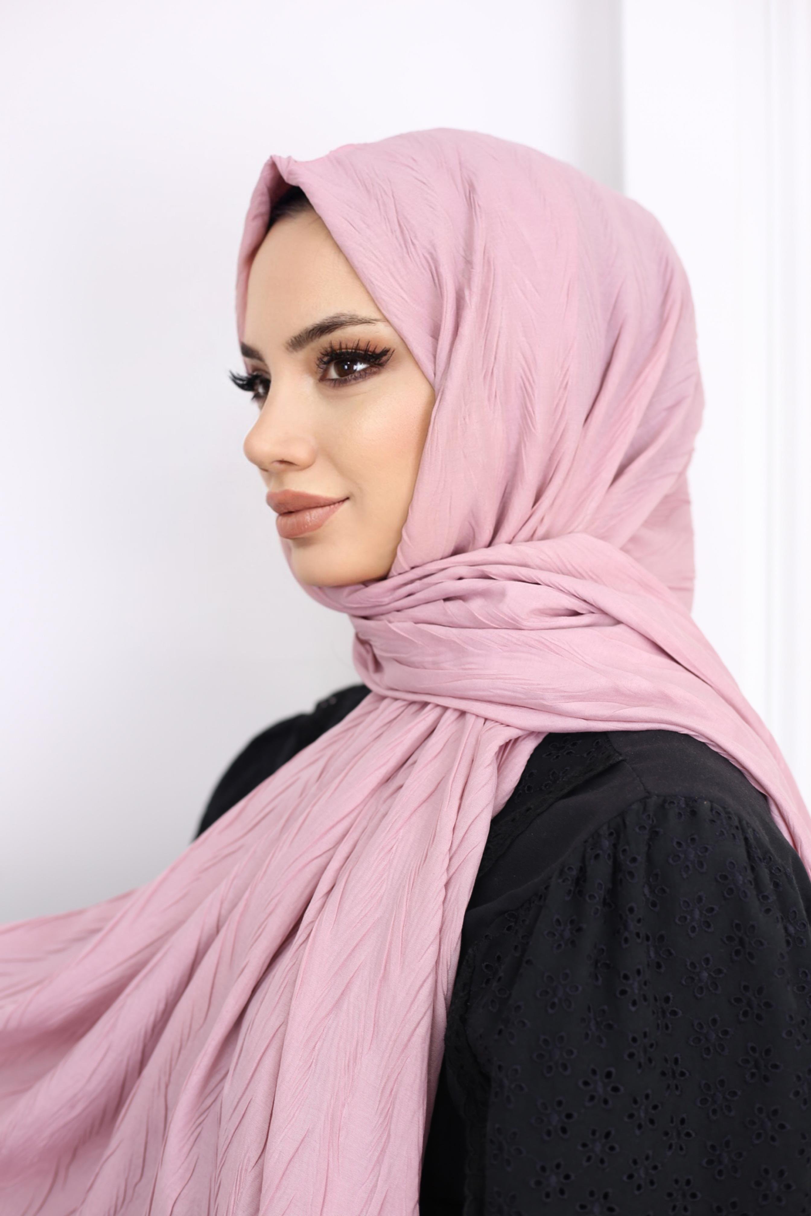 pliseli bambu şal pastel lila