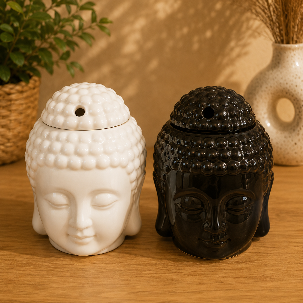 Budha Siyah Beyaz İthal  Seramik Buhurdanlık