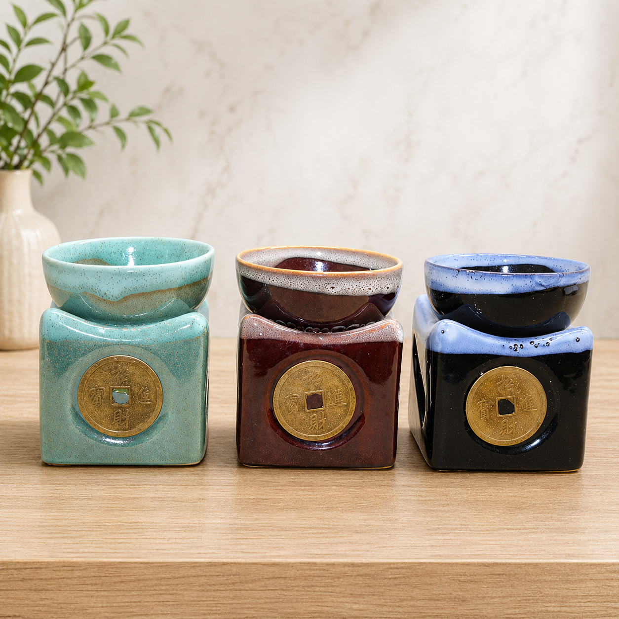 Feng Shui Paralı Seramik Buhurdanlık