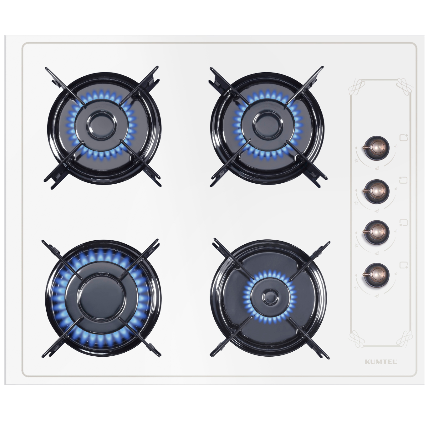 Kumtel Rustik Beyaz Cam Ankastre Ocak (KO-40 TAHDF)