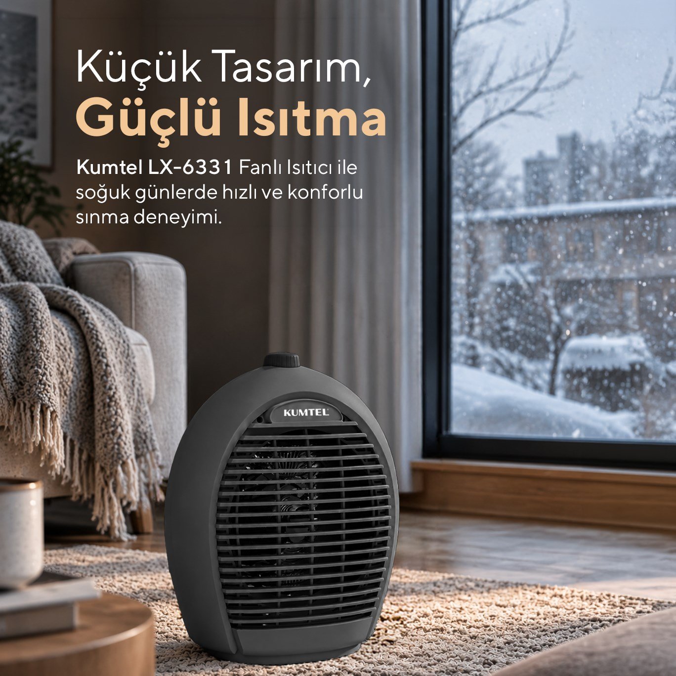 Kumtel 2000 W 3 Kademeli Sıcak-Soğuk Üflemeli Elektrikli Fanlı Isıtıcı Füme LX-6331