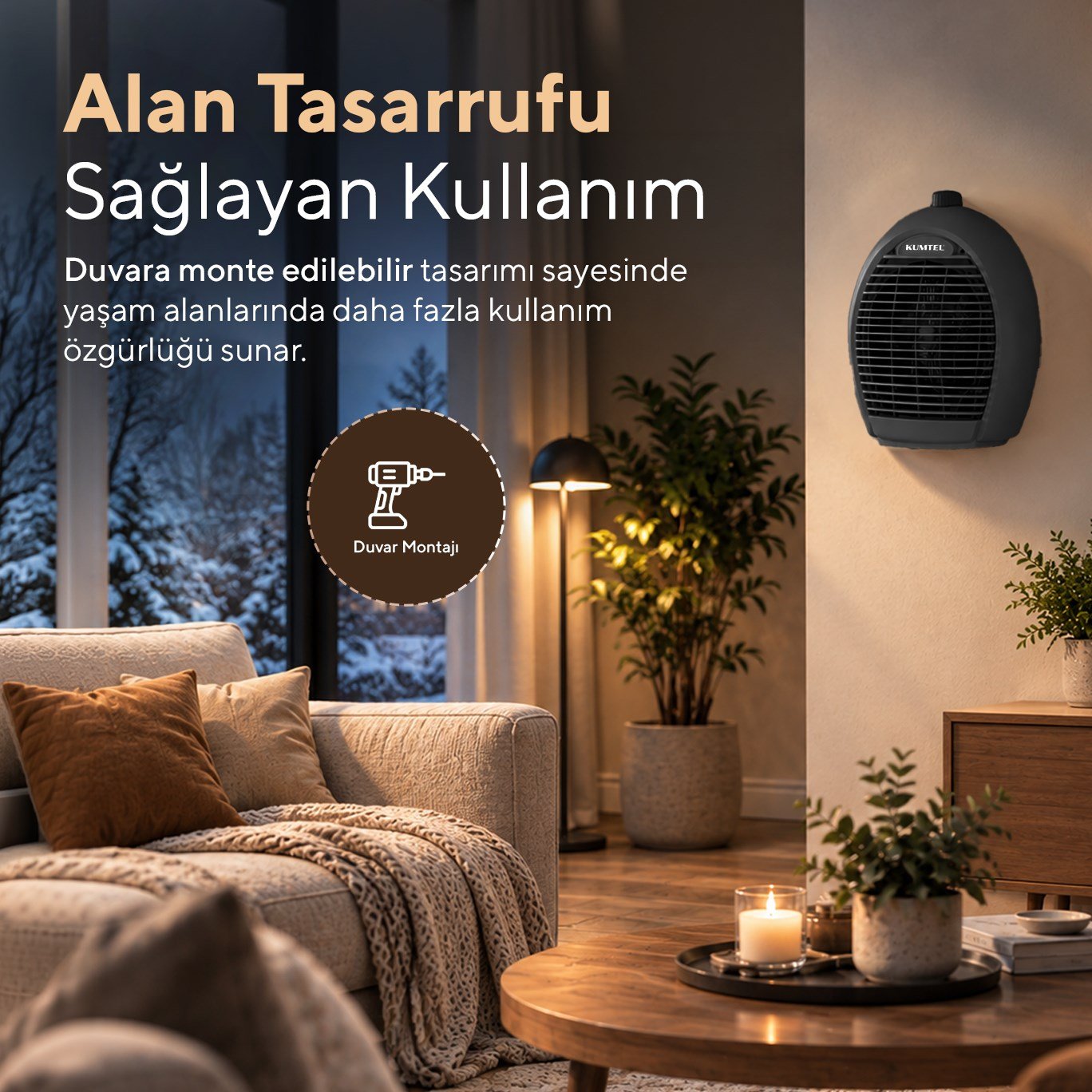 Kumtel 2000 W 3 Kademeli Sıcak-Soğuk Üflemeli Elektrikli Fanlı Isıtıcı Füme LX-6331