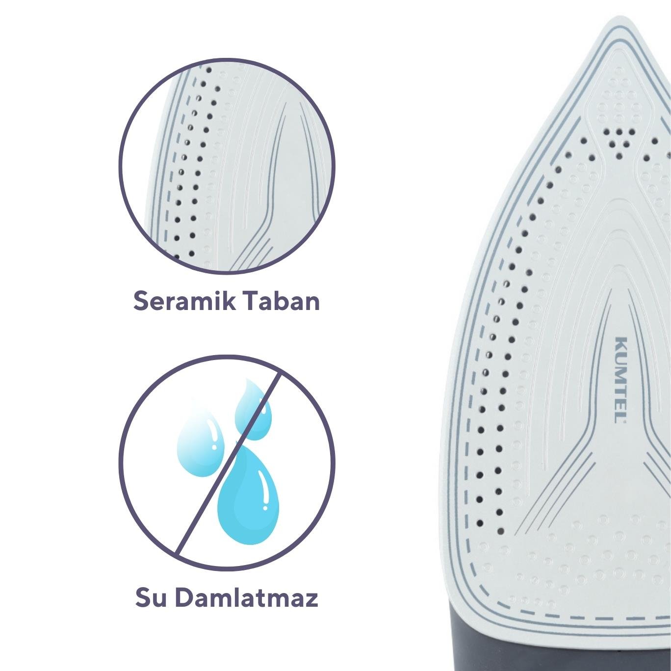 Kumtel 2400 Watt Seramik Mor Buharlı Ütü MU-04