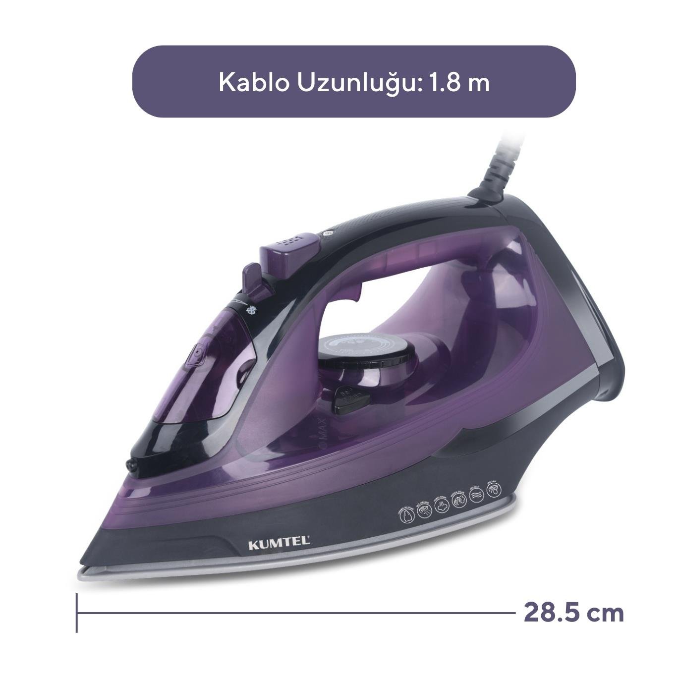 Kumtel 2400 Watt Seramik Mor Buharlı Ütü MU-04