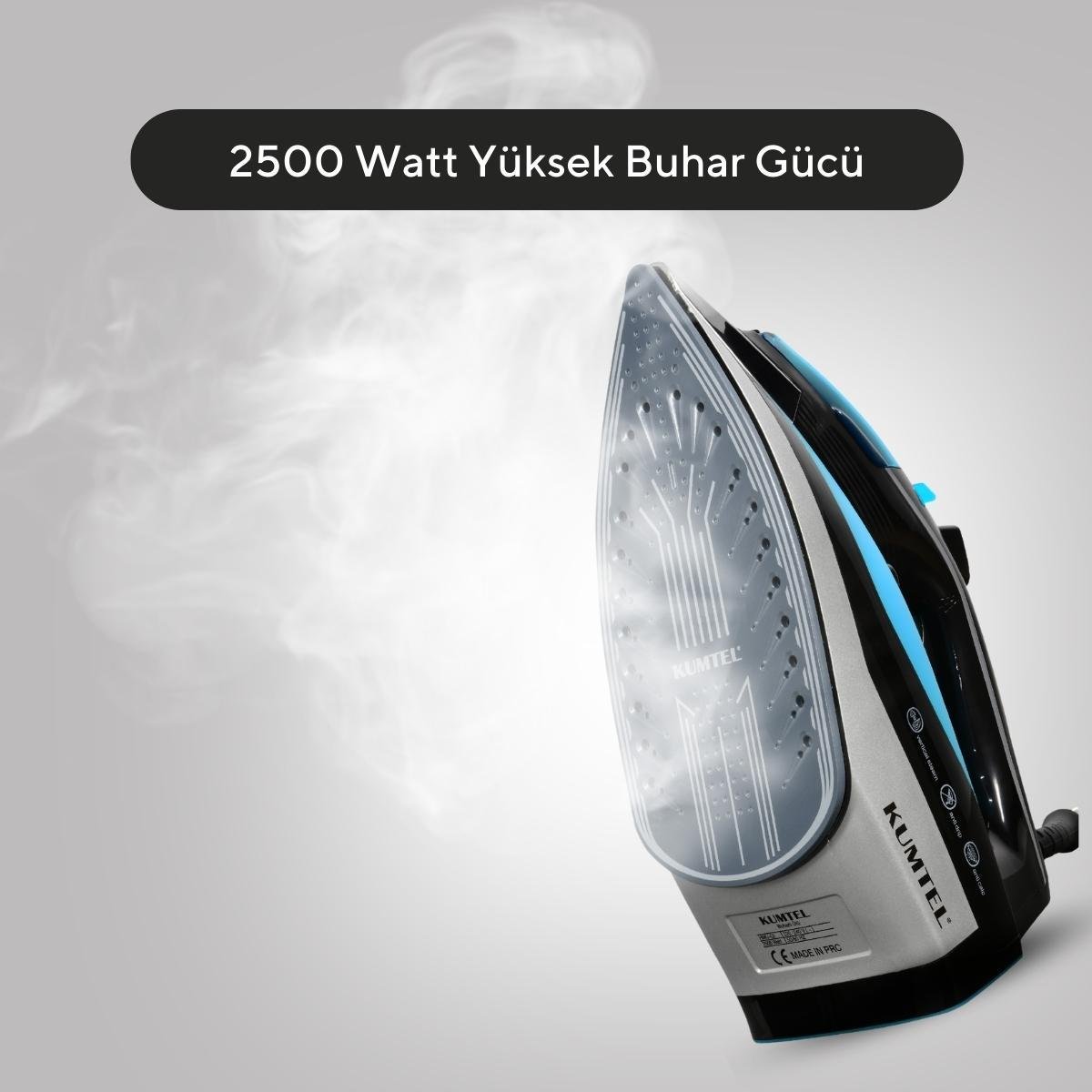Kumtel 2500 Watt Seramik Mavi Buharlı Ütü