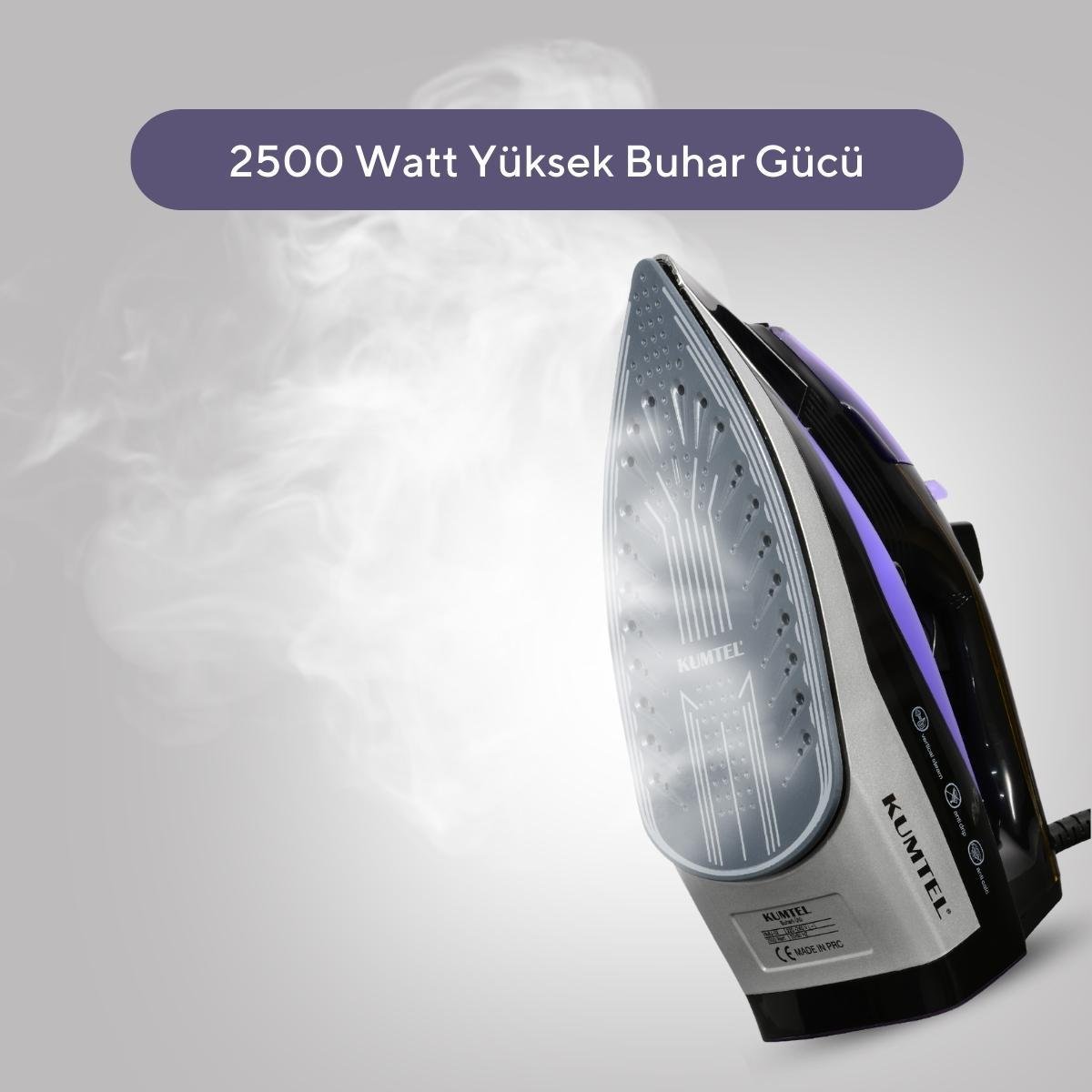 Kumtel 2500 Watt Seramik Mor Buharlı Ütü
