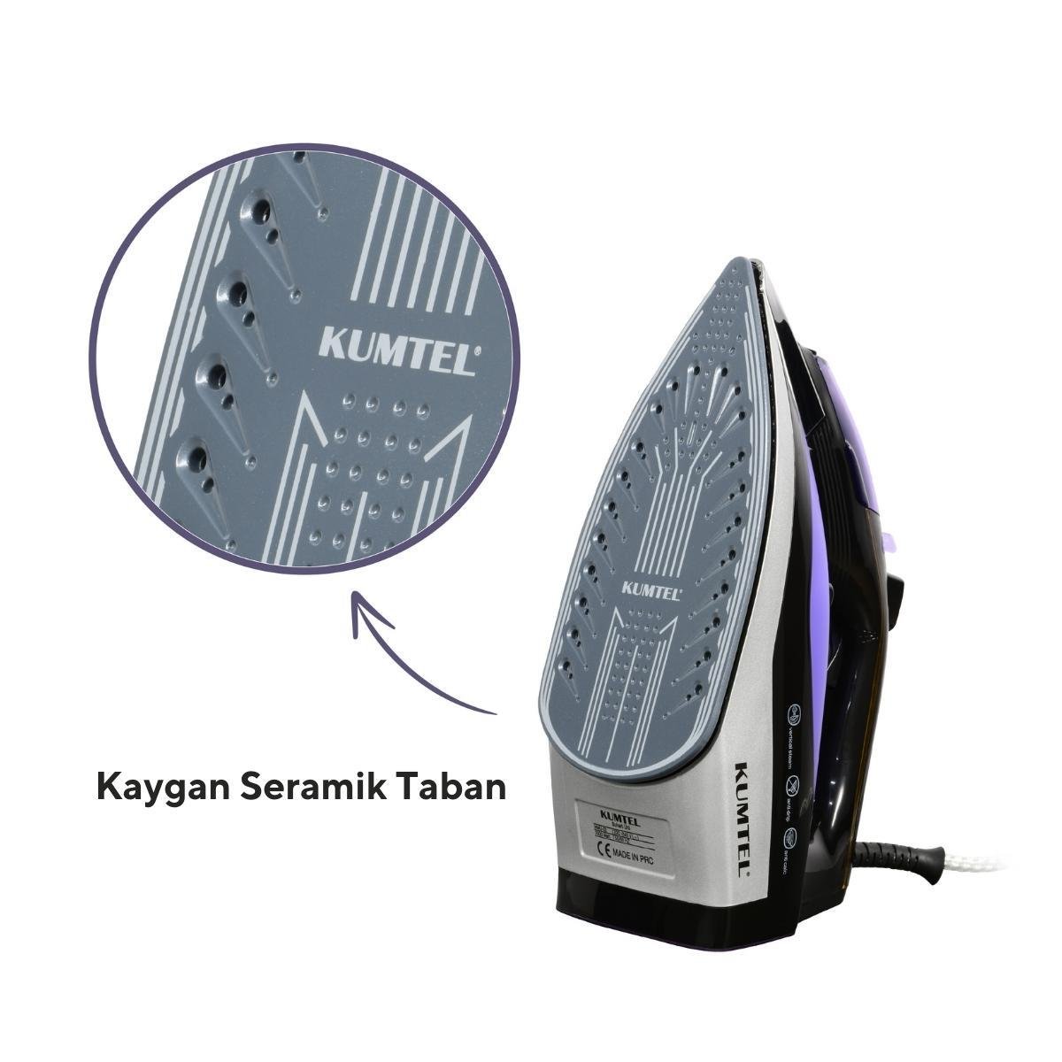 Kumtel 2500 Watt Seramik Mor Buharlı Ütü