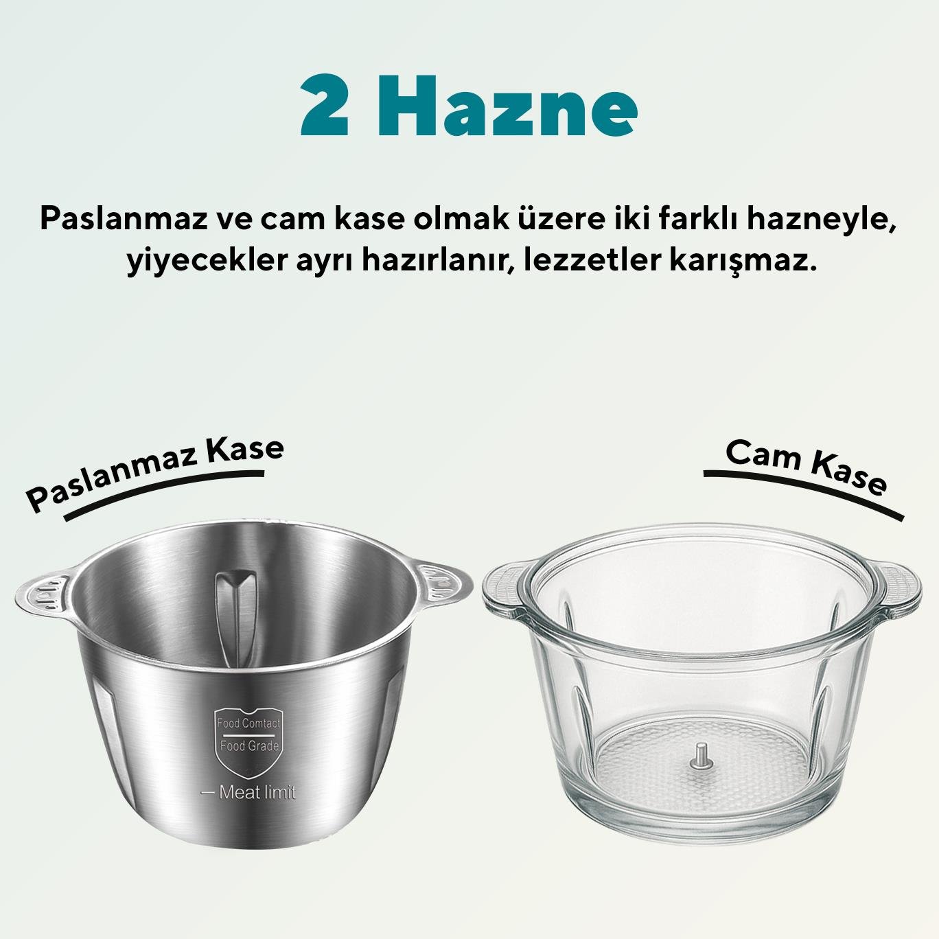 Kumtel 2in1 Çok Amaçlı Cam Ve Çelik Hazneli Doğrayıcı HCH-21